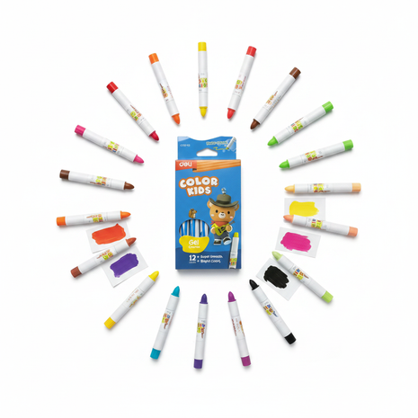 Deli Color Kids Gel Crayon - Flat Lay