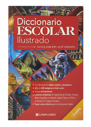 Diccionario Escolar Ilustrado Unimundo – nueva edición – 650 imágenes a color – láminas didácticas Perú