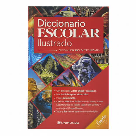 Diccionario Escolar Ilustrado Unimundo – nueva edición – 650 imágenes a color – láminas didácticas Perú