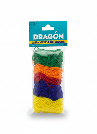 Dragón Lana Gruesa de Colores - fondo blanco profesional