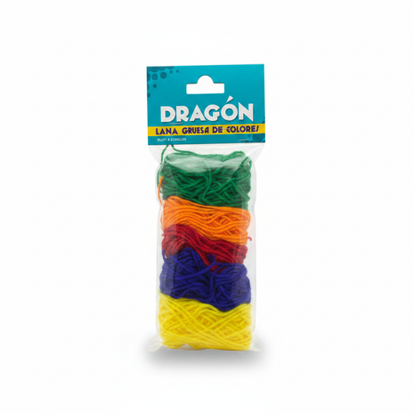 Dragón Lana Gruesa de Colores - fondo blanco profesional