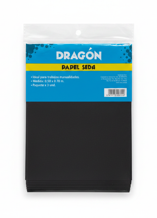 Dragón Papel Seda Negro fondo blanco