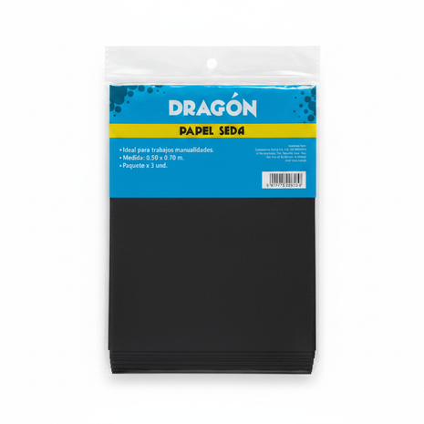 Dragón Papel Seda Negro fondo blanco