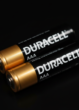 Duracell AAA – detalle logo y etiqueta dorada – pila alcalina de larga duración certificada
