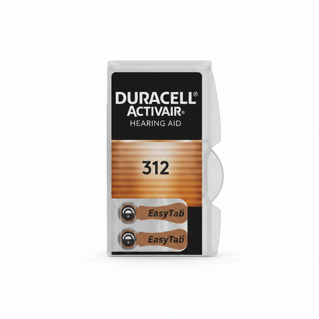 Duracell ActivAir 312 – pilas zinc-aire para audífono en empaque original – larga duración para audífonos BTE y RIC

