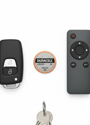 Duracell CR2025 – pila litio 3V tipo botón – compatible con llaves de auto, mandos y dispositivos electrónicos pequeños

