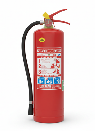 Extintor PQS ABC 4kg FIRE MAN - fondo blanco