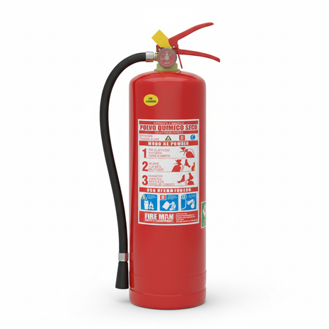 Extintor PQS ABC 4kg FIRE MAN - fondo blanco