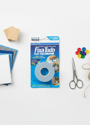 Tek Bond Fixa Tudo – cinta doble faz multiusos – compatible con madera, tela y espuma – uso craft y hogar

