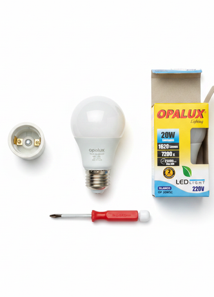 Opalux foco LED A60 20W – kit iluminación hogar – luz blanca 7200K – foco estándar de alto brillo y bajo consumo

