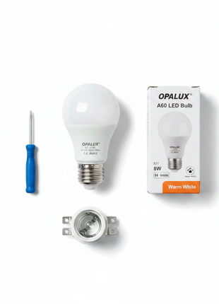 Opalux foco LED A60 E27 8W – kit iluminación hogar – bajo consumo – foco estándar de larga duración

