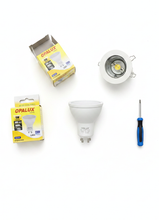 Opalux foco LED GU10 9W – kit iluminación empotrada – base GU10 twist-lock – foco de bajo consumo para spots de techo

