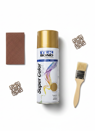 Tekbond spray oro metálico 400ml – kit DIY decorativo – aerosol alta cobertura – pintura para metal, madera y plástico
