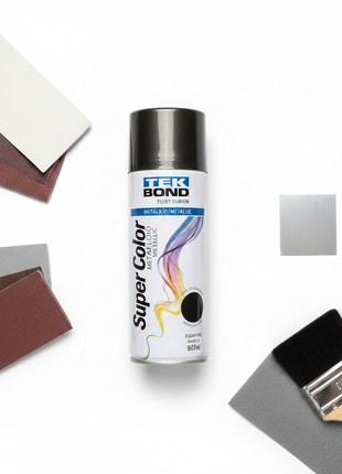 Tekbond spray negro metálico 400ml – kit DIY completo – aerosol alta cobertura – pintura para metal, madera y plástico

