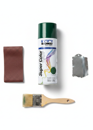 Tekbond spray verde metálico 400ml – kit DIY completo – aerosol alta cobertura – pintura para metal, madera y plástico

