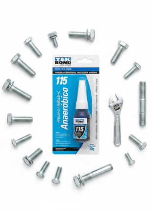 Tekbond 115 fijador de rosca 10g – kit mecánica industrial – adhesivo anaeróbico – fijación de tornillos, pernos y tuercas

