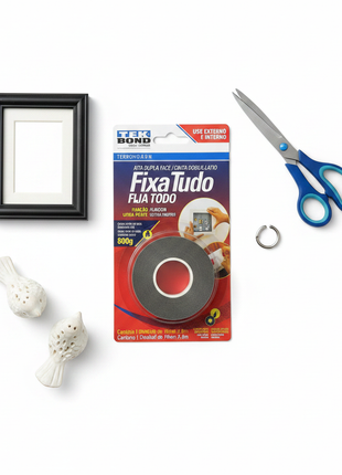 Tekbond Fixa Tudo cinta doble cara gris – kit fijación sin taladro – adhesivo espuma gris extra fuerte – para superficies lisas y rugosas

