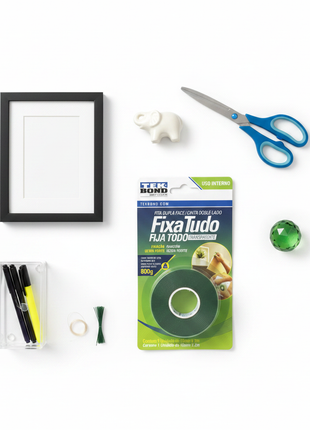 Tekbond Fixa Tudo Transparente – kit fijación sin taladro – cinta doble cara transparente – para superficies lisas del hogar

