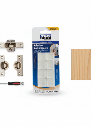 Tekbond anti impacto rectangular 19.8mm – kit protección de muebles – bumpers autoadhesivos – para puertas, cajones y gabinetes


