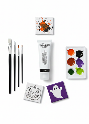 Halloween Craft pintura acrílica 75ml flat lay pinceles paleta materiales manualidades Perú

