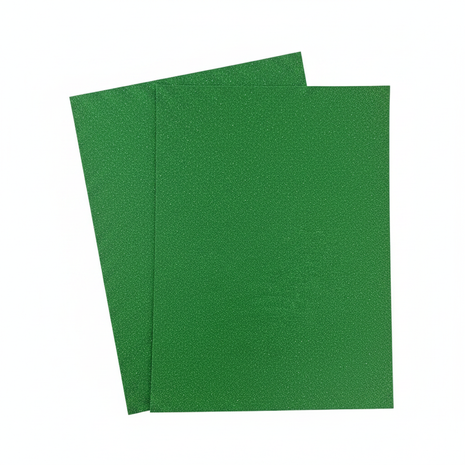 Lámina foamy verde con glitter – EVA foam A4 – brillo decorativo – manualidades y decoración escolar