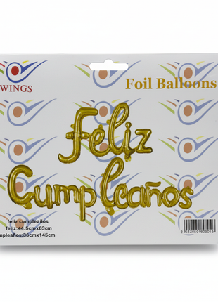 Foil Balloons Feliz Cumpleaños Wings fondo blanco