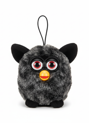 Furby gris negro fondo blanco