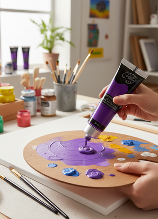 Galfix pintura acrílica morada en situación de uso