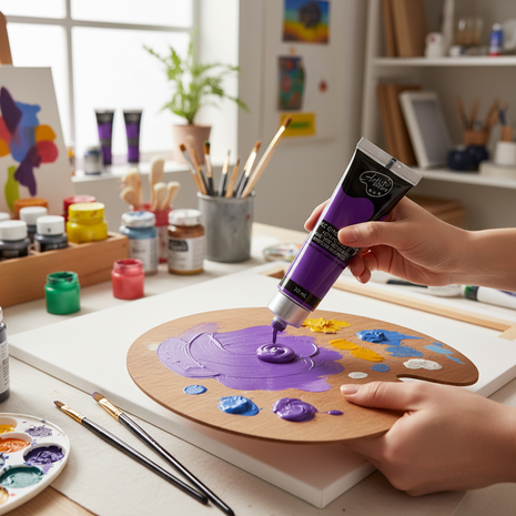 Galfix pintura acrílica morada en situación de uso