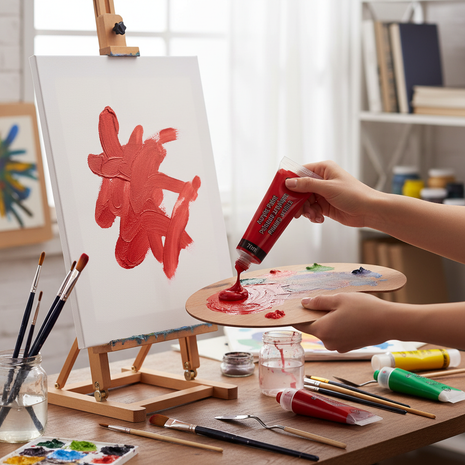 Galfix pintura acrílica roja en situación de uso