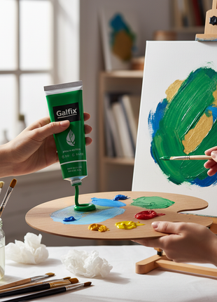 Galfix pintura acrílica verde en situación de uso