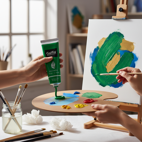 Galfix pintura acrílica verde en situación de uso