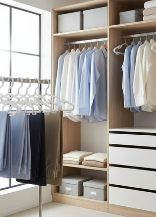 Ganchos en closet organizado