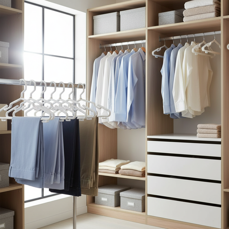 Ganchos en closet organizado