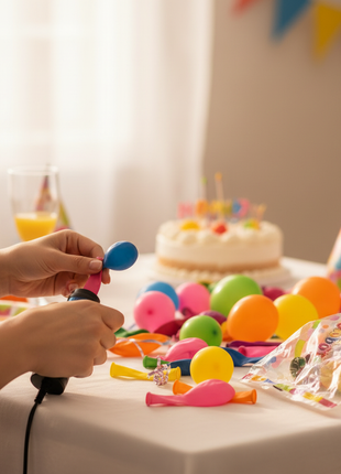 Manos decorando fiesta con globos látex multicolor Globotex Nº2 – decoración cumpleaños eventos

