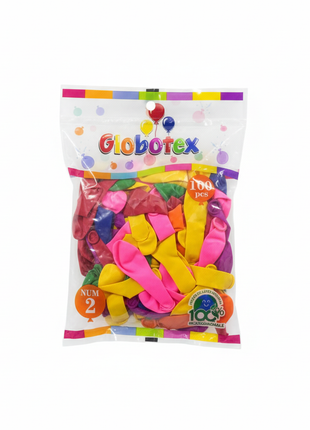 Globotex globos látex natural Nº2 100 unidades multicolor bolsa – fondo blanco estudio profesional