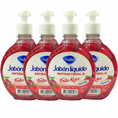 PROMO 4X JABON LÍQUIDO ANTIBACTERIAL FRUTOS ROJOS 400ML