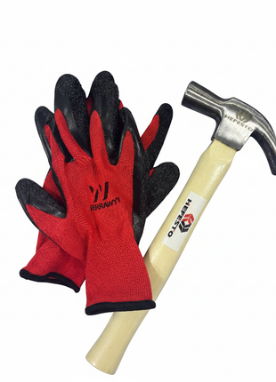 Guantes Ferramyt y Martillo Hefesto fondo blanco