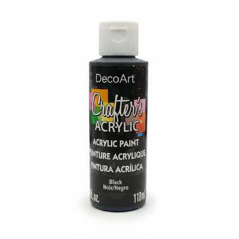 Pintura acrílica negra 118ml frasco DecoArt Crafter's Acrylic tapa blanca — OcShop Perú