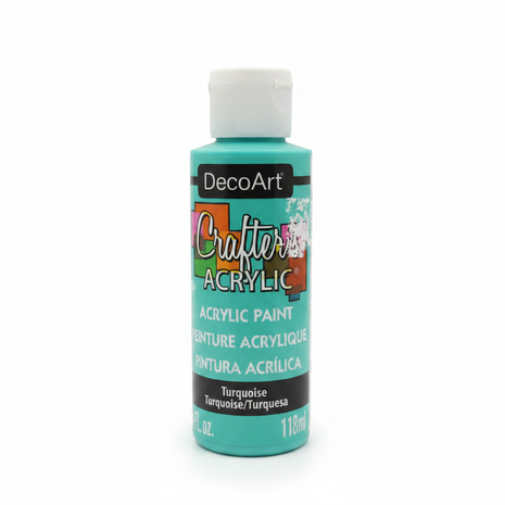 Pintura acrílica turquesa 118ml frasco DecoArt Crafter's Acrylic tapa blanca — OcShop Perú