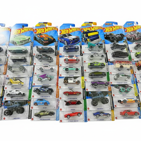 Hot Wheels flat lay