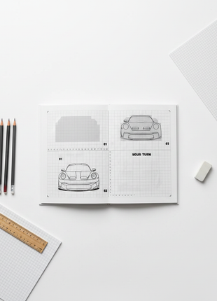 How to Draw 100 Cars – Flat Lay