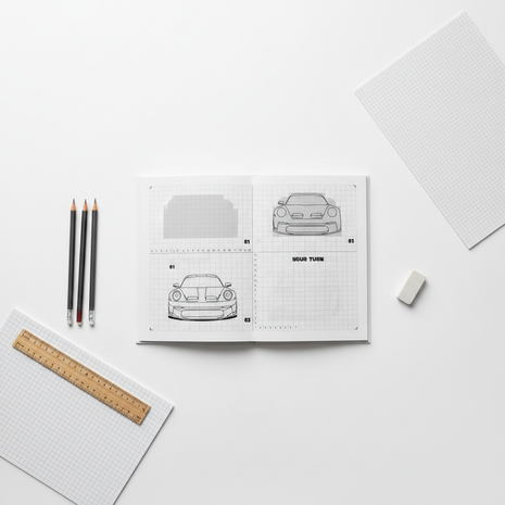 How to Draw 100 Cars – Flat Lay