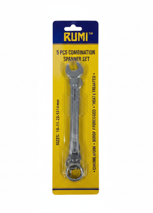 Juego 5 llaves combinadas RUNI 10-14mm acero cromo vanadio – set de llaves fijas para mecánica y automotriz

