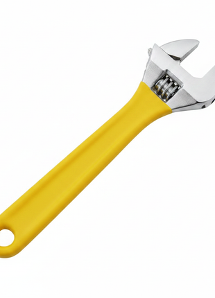 Llave francesa ajustable 10" mango amarillo – herramienta profesional de acero cromado – ideal para plomería y mecánica

