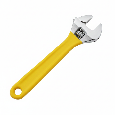 Llave francesa ajustable 10" mango amarillo – herramienta profesional de acero cromado – ideal para plomería y mecánica

