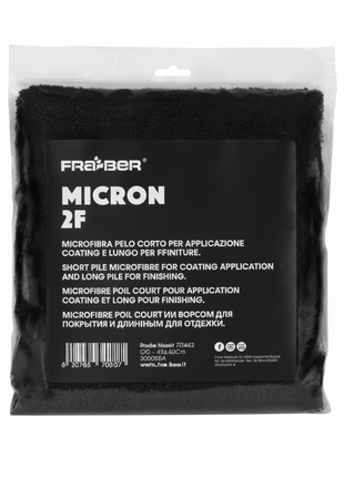 Paño microfibra FRABER MICRON 2F negro pelo corto – aplicación y nivelado de coating cerámico en interiores de auto

