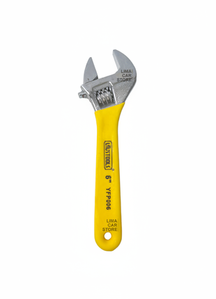 Llave francesa ajustable 6" UYUSTOOLS mango amarillo – herramienta de acero cromado para plomería y mecánica

