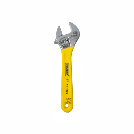 Llave francesa ajustable 6" UYUSTOOLS mango amarillo – herramienta de acero cromado para plomería y mecánica

