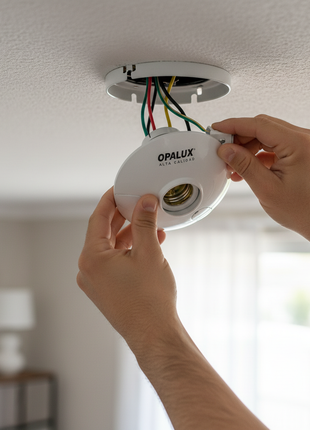 Portalámpara OPALUX E27 en instalación – socket para luminarias de techo y lámparas colgantes – fácil montaje

